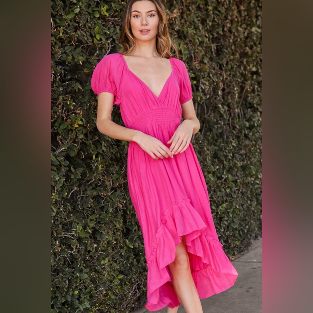 Hot Pink MIDI DRESS
